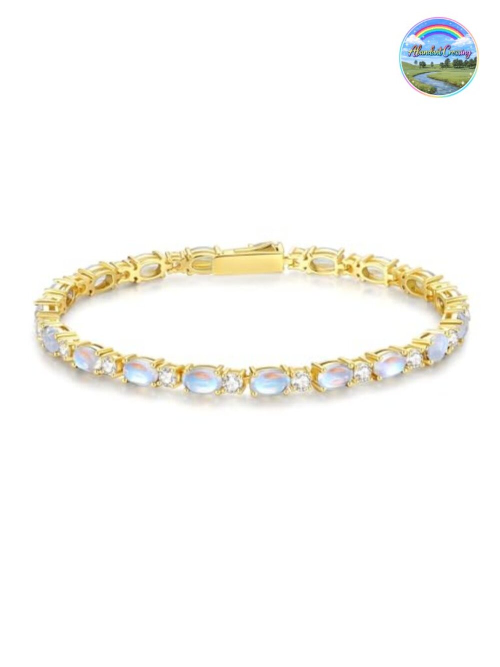 14K Gold Plated Silver Birthstone Tennis Bracelet for Women 7" Sterling Silver